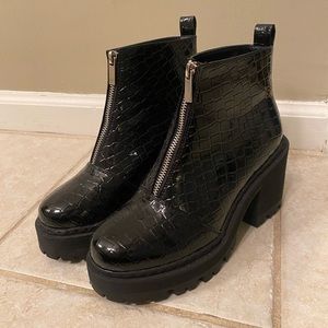 Black zip up boots